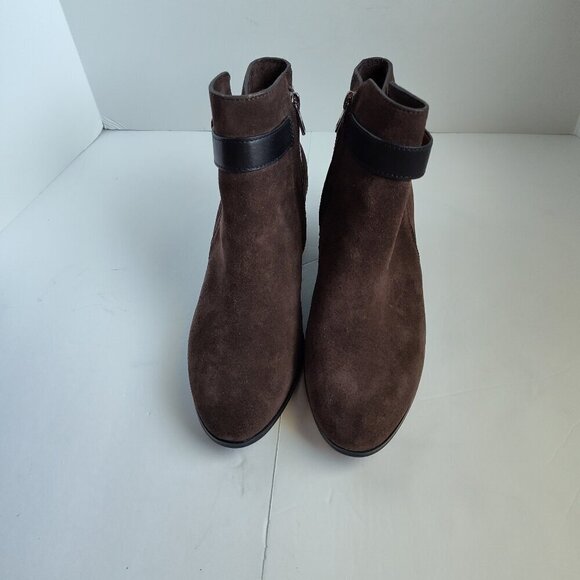 Ladies SZ 7M Coach Brown/Black Suede Bootie - Picture 1 of 5
